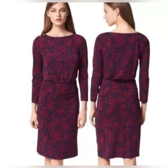 NWT TORY BURCH ETTA DRESS TORY NAVY AZOLLA COMBO A/988 Floral Print LS SMALL - Picture 1 of 15